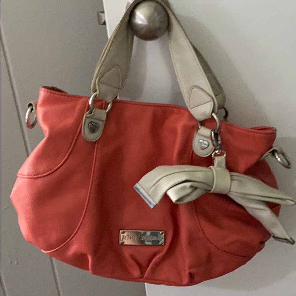 Betsey Johnson Coral/Pink & White Tote